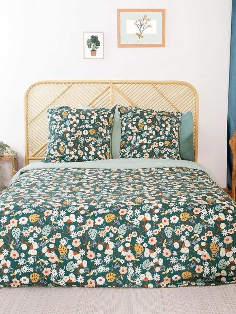 Housse de couette Cueillette + taie(s) microfibre Bleu