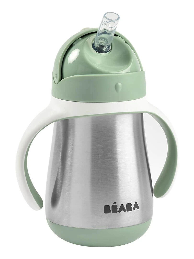 Tasse à paille en inox vert sauge (250 ml) Vert