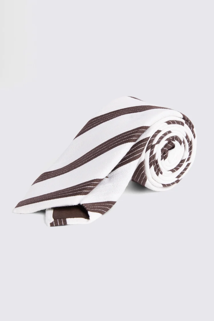 Bottinelli White & Chocolate Stripe Tie Buy Online at Moss