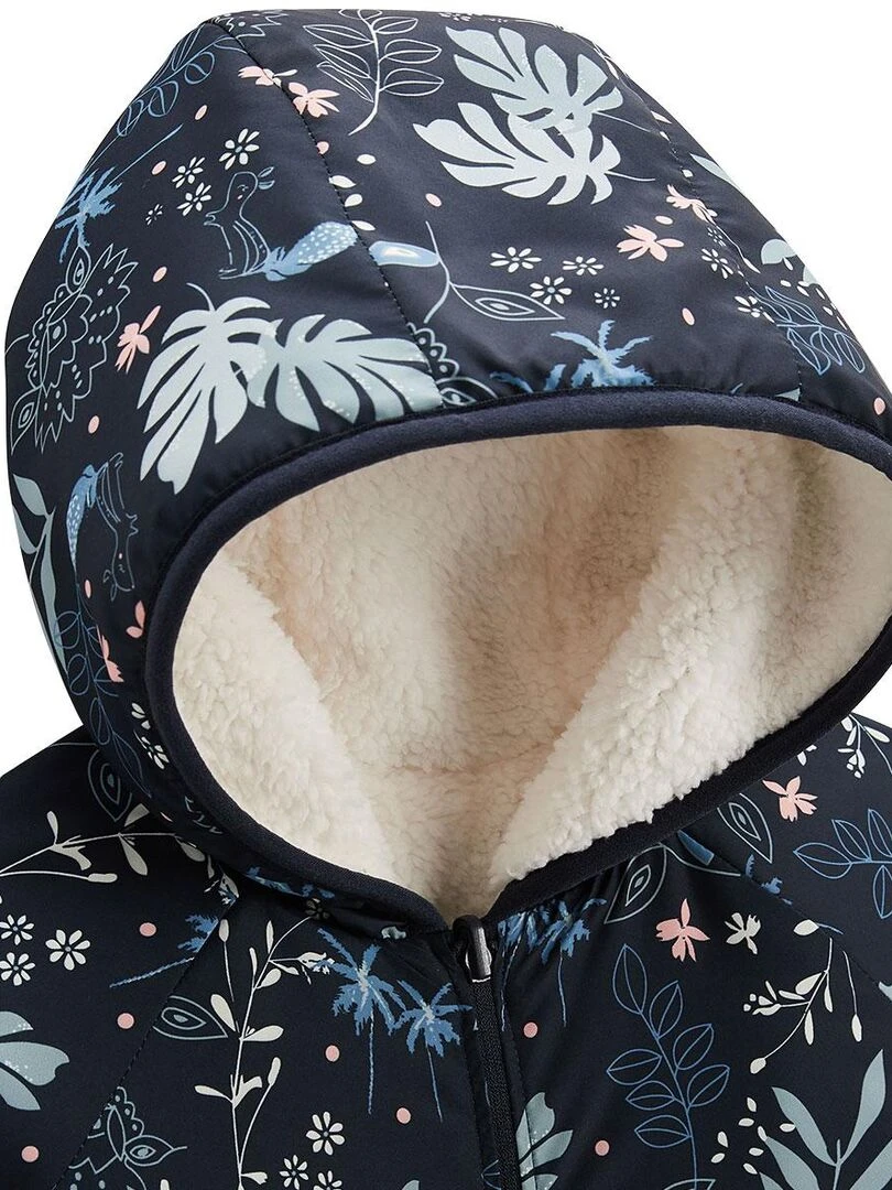 Veste à capuche enfant en sherpa réversible Belle de Nuit   Bleu