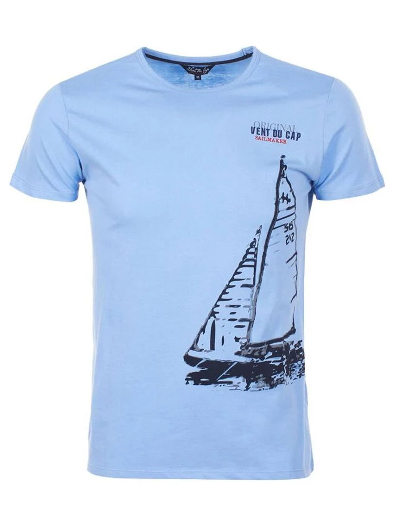 T shirt manches courtes homme CADRIO VENT DU CAP Bleu ciel