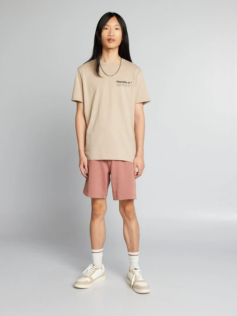 Short en molleton avec poches zippées Marron