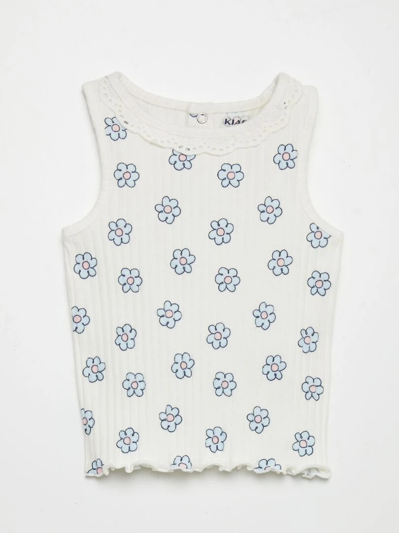 Ensemble débardeur + short côtelé 2 pièces Blanc