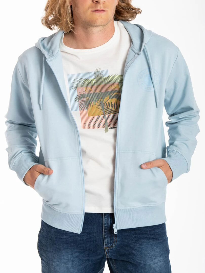 Sweat à capuche zippé MEDERIP 'Rica Lewis' Bleu ciel