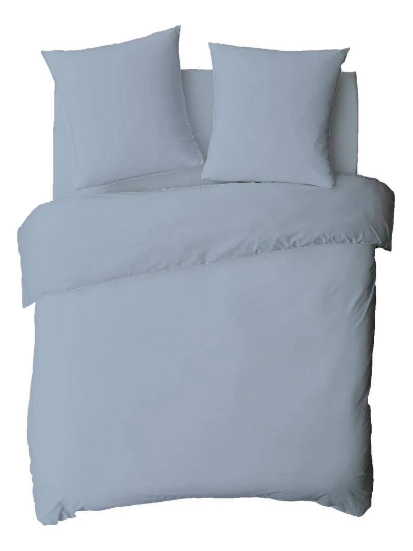 Future Home Housse de couette en coton 57 fils unie Bleu
