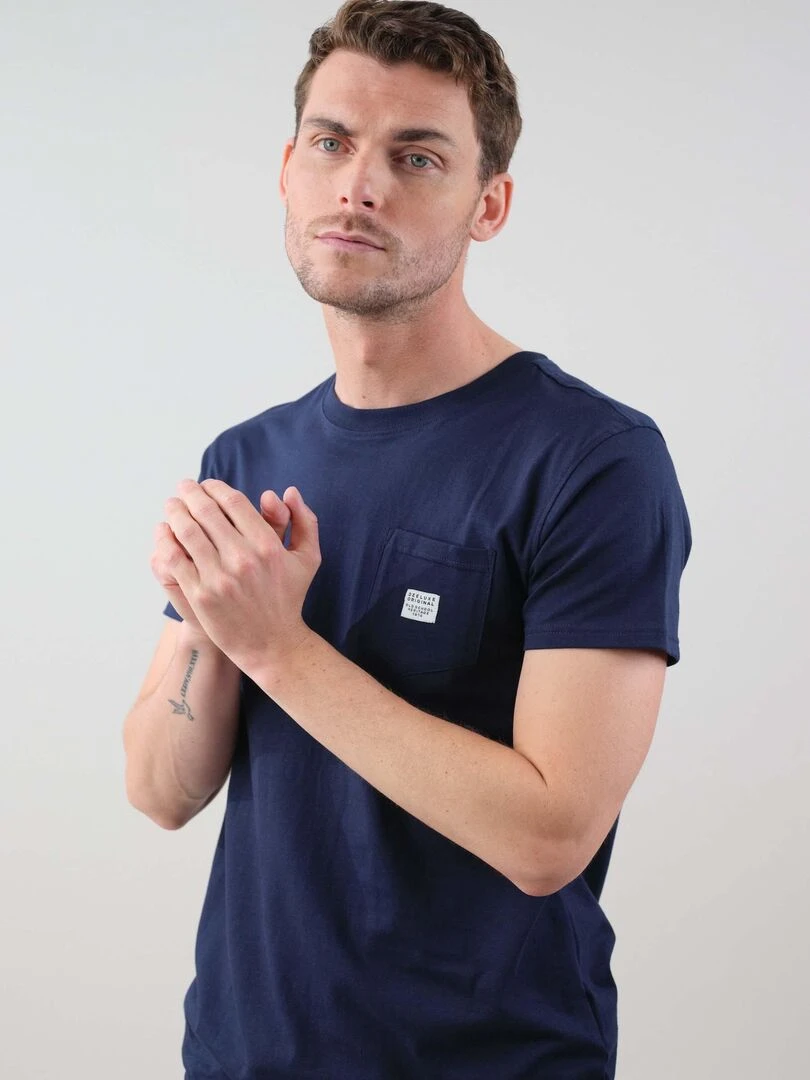 T shirt en coton bio 'Deeluxe'   Bleu marine