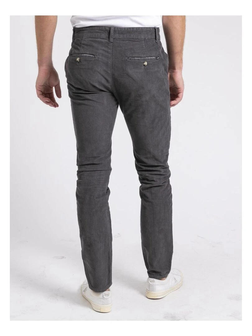 Pantalon chino pur coton velours côtelé VARENNES Gris foncé