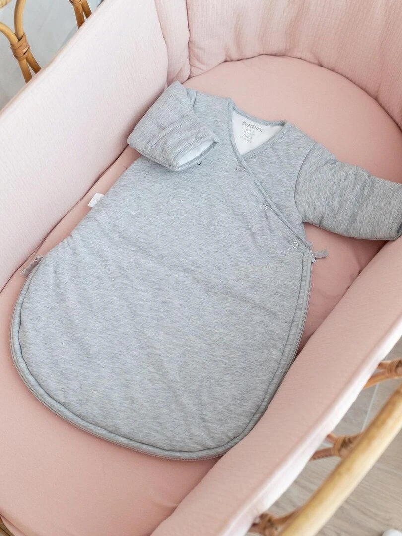 Bemini Gigoteuse avec moufles Pady jersey et jersey Gris chiné