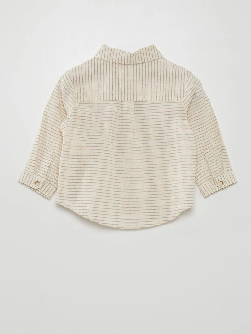 Chemise en lin rayée   Beige