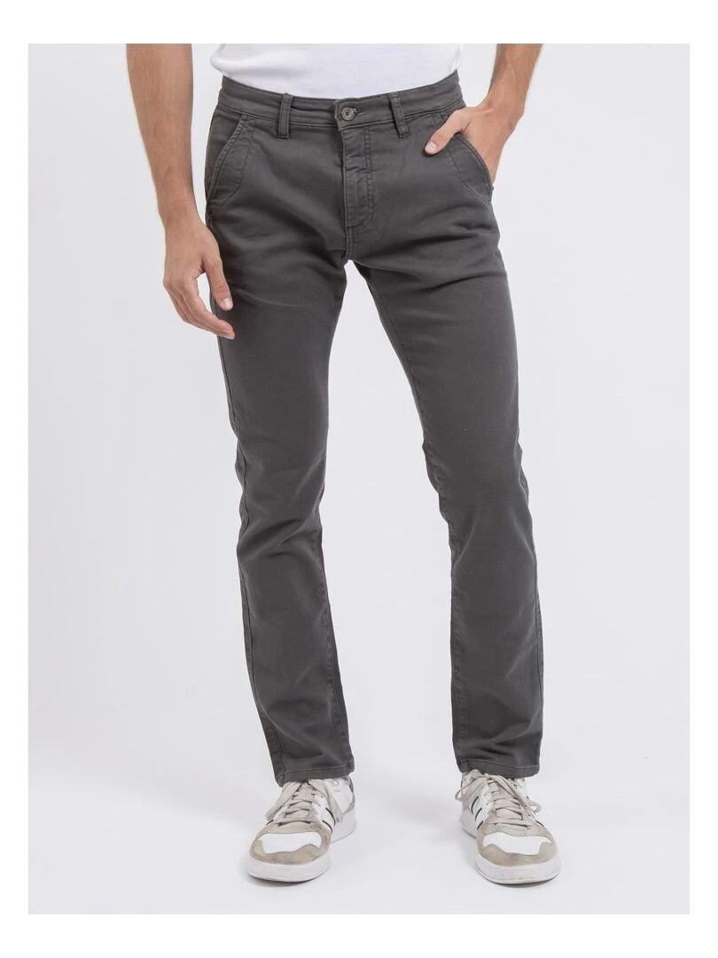 Pantalon chino coupe ajustée VALBACOL Gris foncé