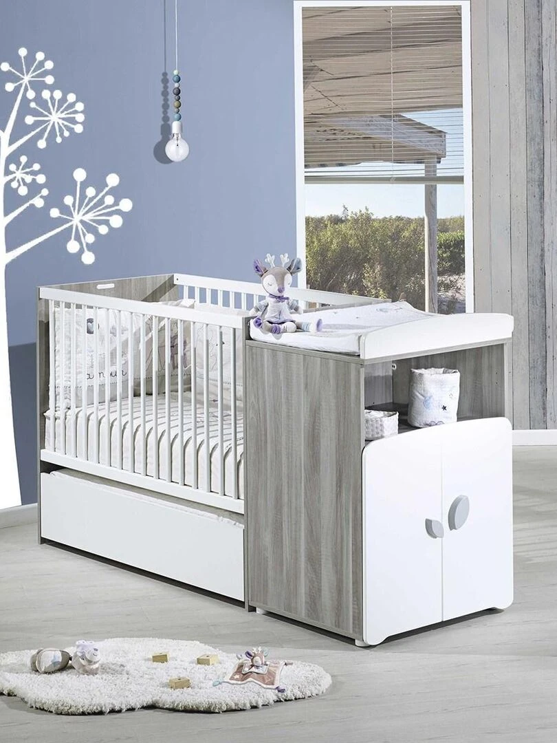 Lit combiné LEAF BABYPRICE Gris