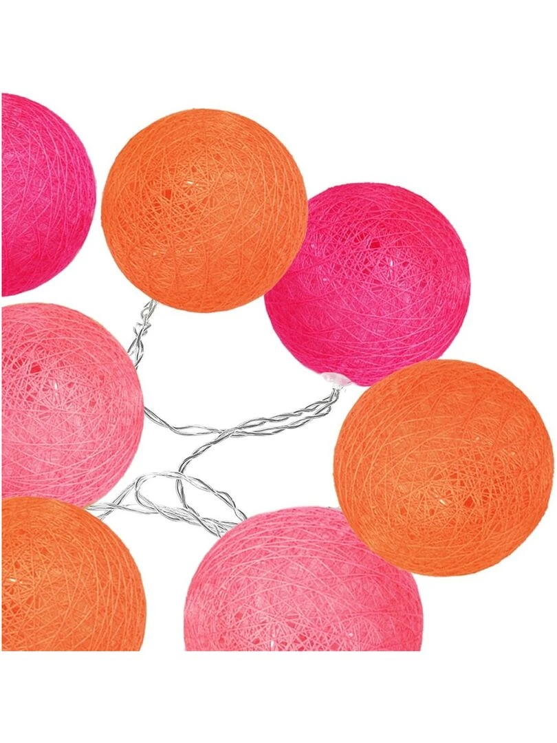 Guirlande LED solaire 10 boules rose Blanc