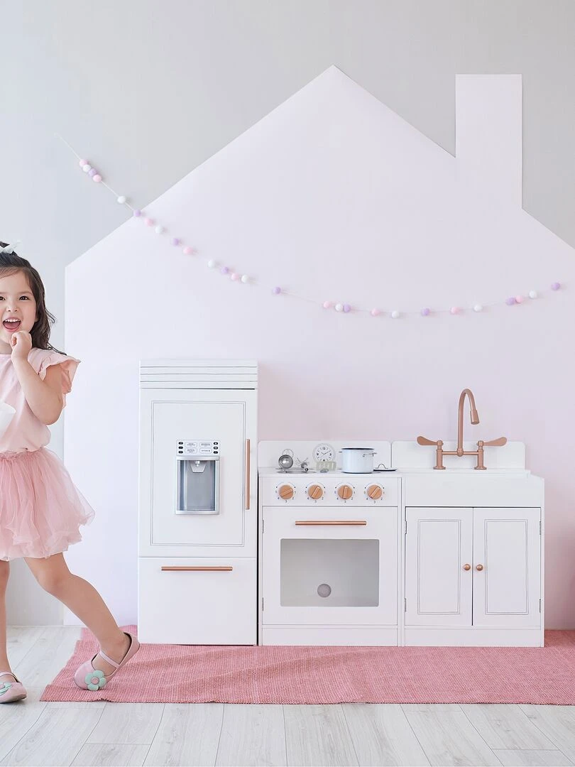 Grande cuisinière de jeu rose doré en bois pour enfant Teamson TD 12863R   N/A