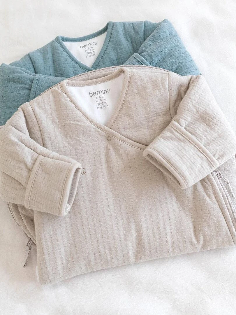 Bemini Gigoteuse  avec moufles Pady Tetra Jersey et jersey   Beige sable