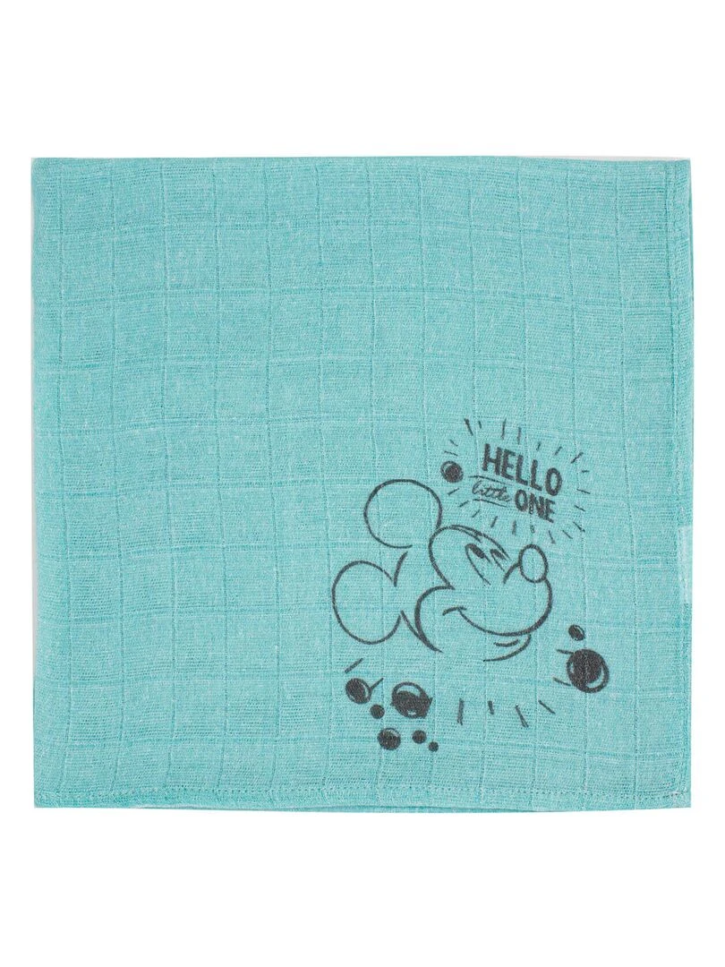 Lot de 3 langes Mickey Little One   60x60 cm   Bleu