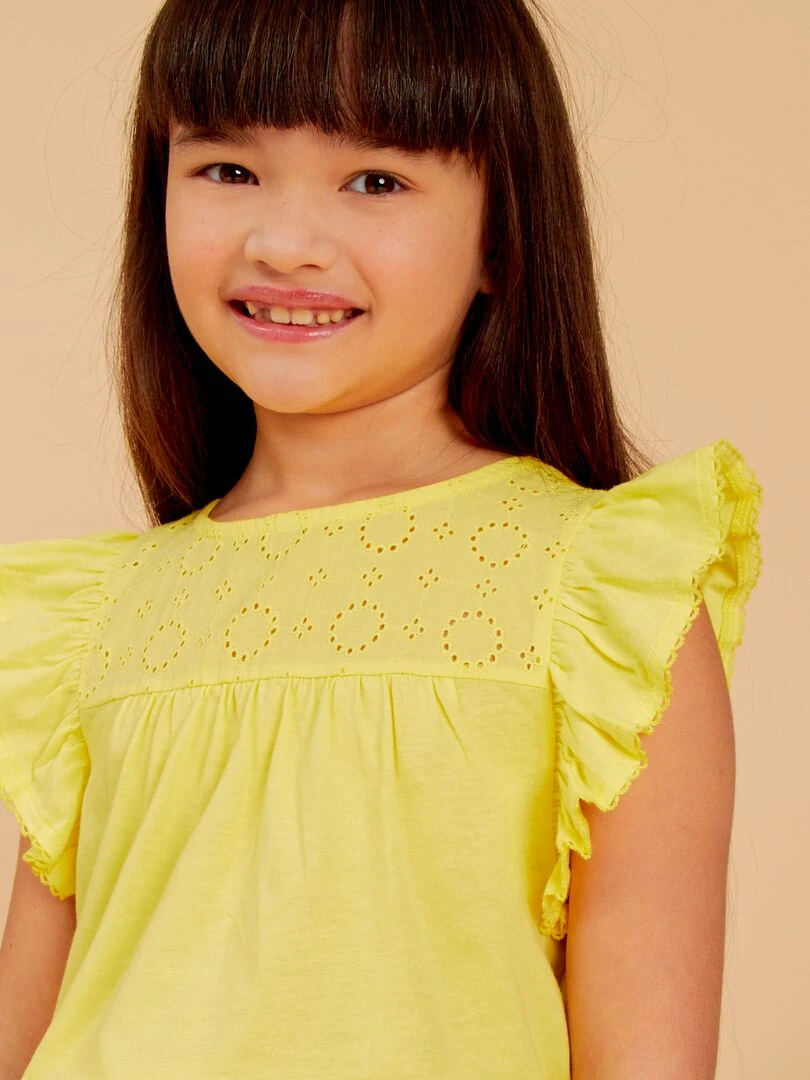 T shirt avec broderie   jaune