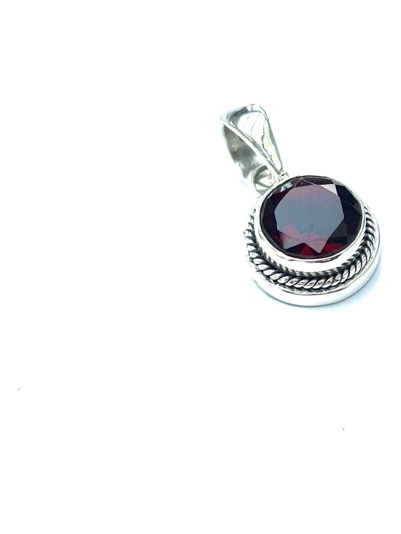 Pendentif en argent et grenat facetté Bijoucolor Rouge