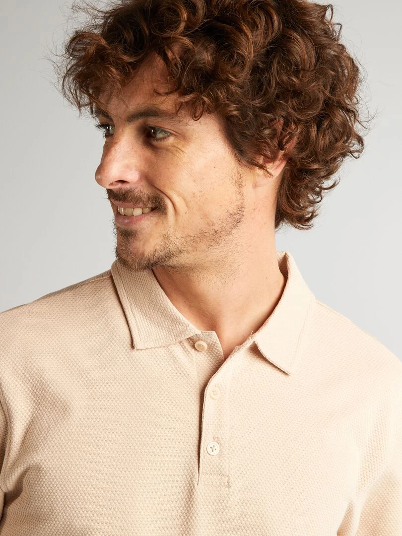 Polo uni texturé   Beige
