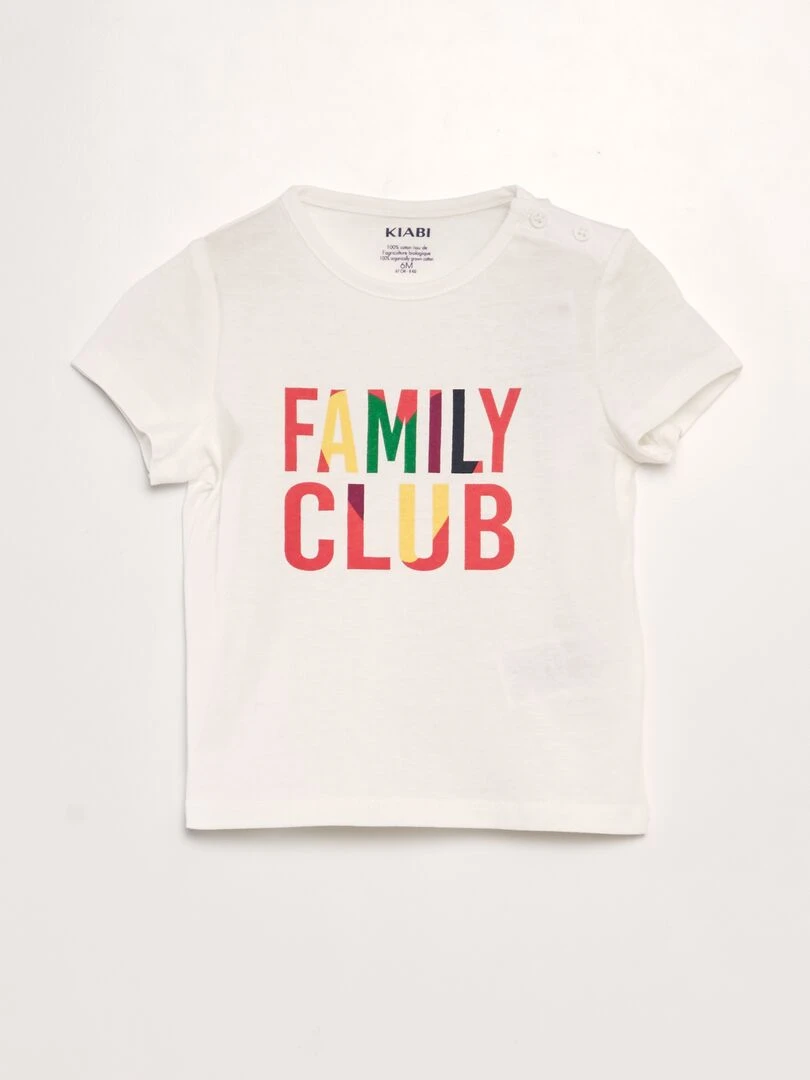 Tee shirt en maille jersey 'fête des mères' Blanc 'family club'