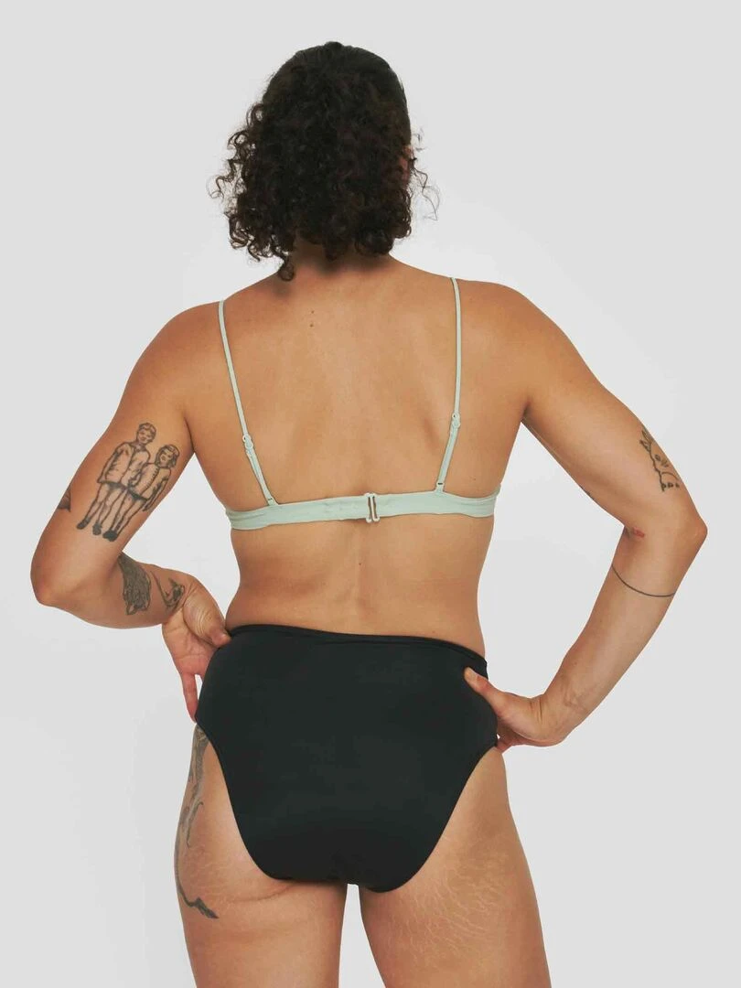 Culotte de Bain Menstruel taille haute   Flux moyen   Noir Noir