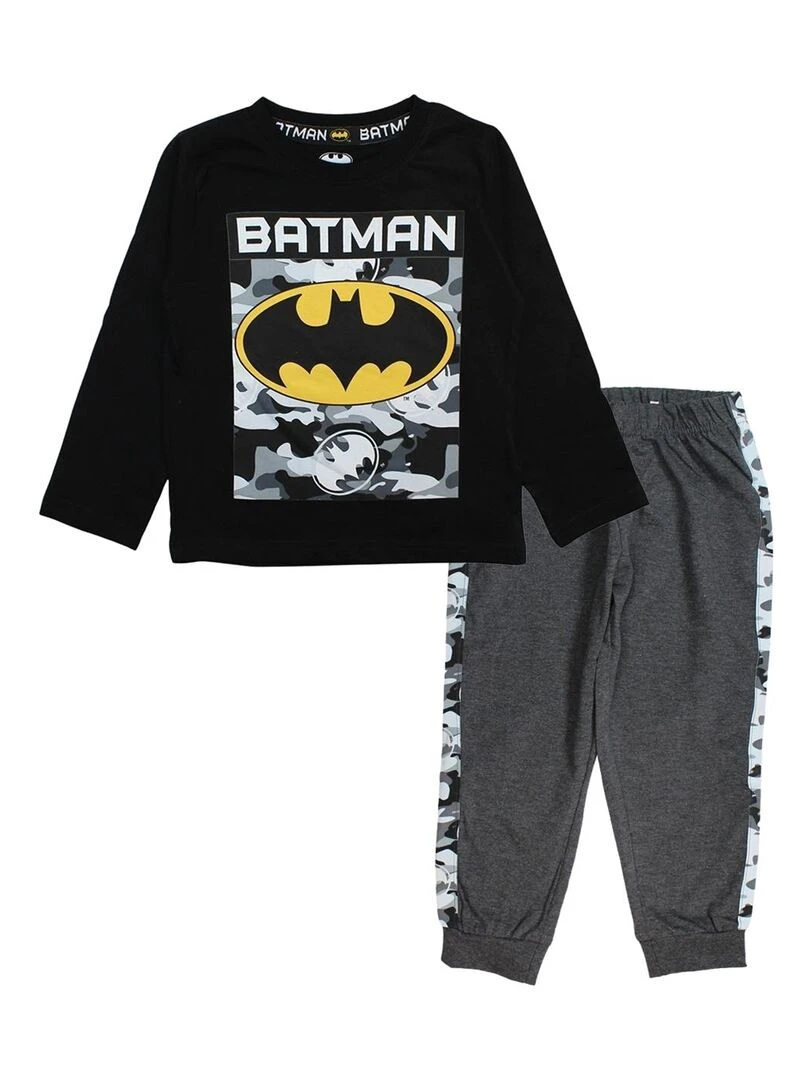 DC Comics Pyjama garçon imprimé Batman en coton Noir