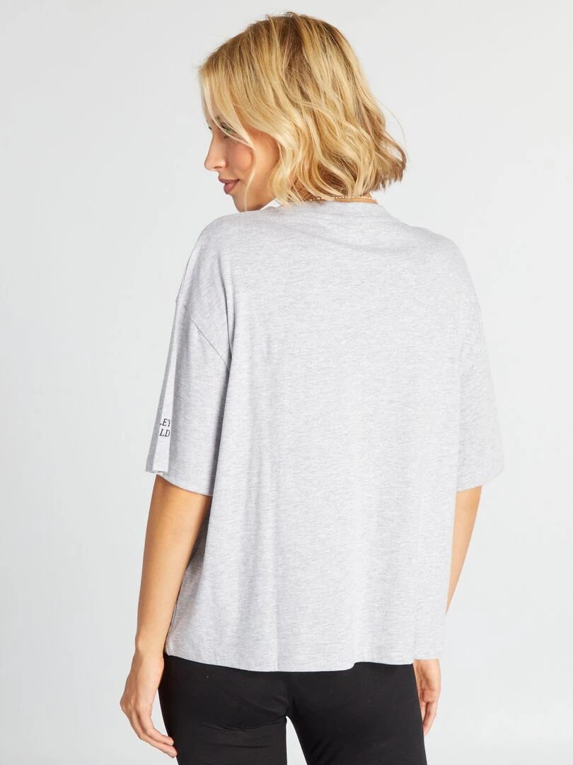 T shirt manches courtes imprimé 'smiley'   Gris