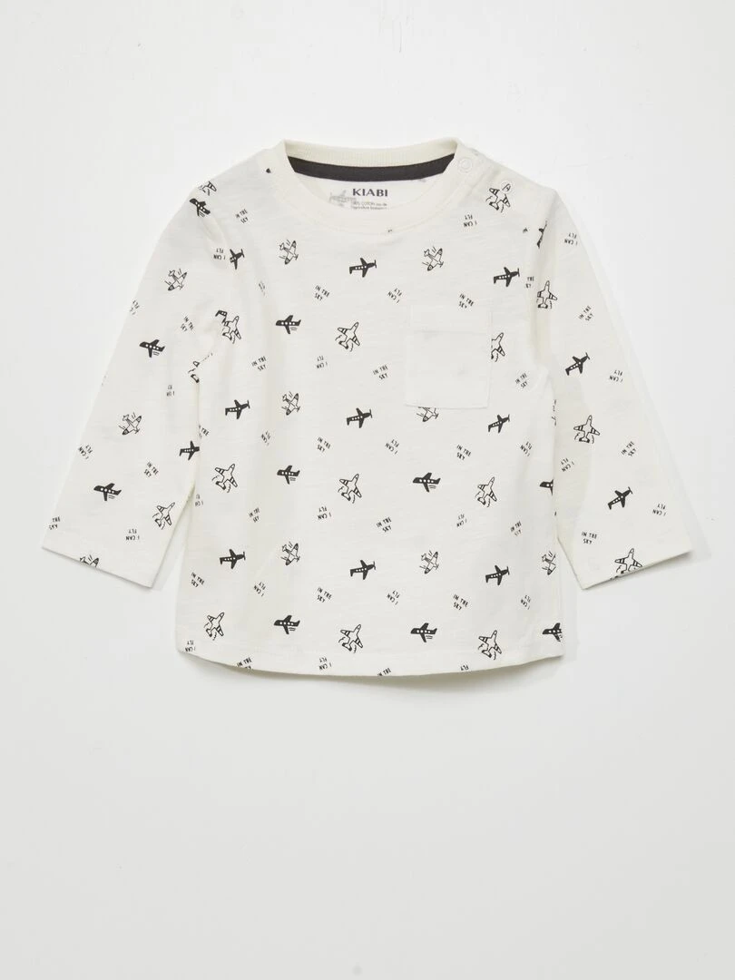 T shirt animé Blanc/noir