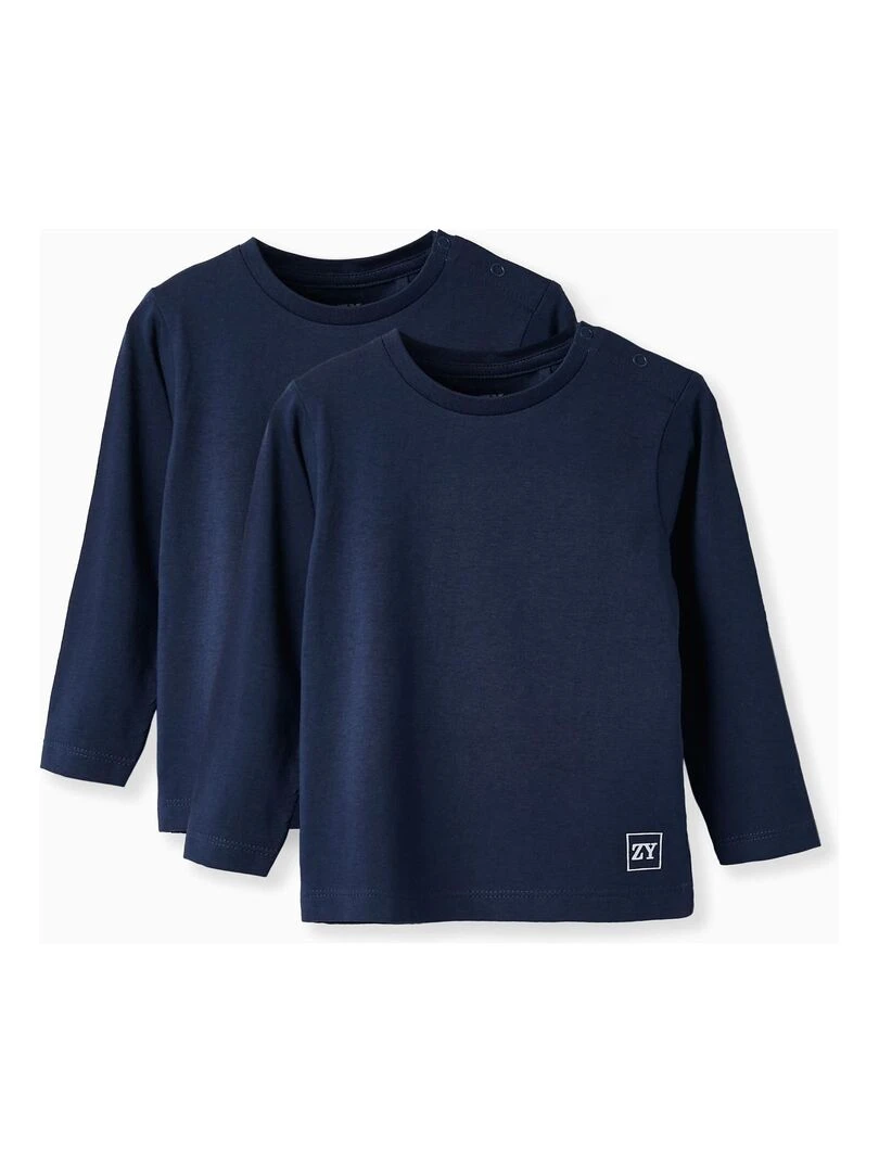 Pack 2 T shirts à manches longues pour bébé garçon manches longues MAXI NATURE Bleu foncé