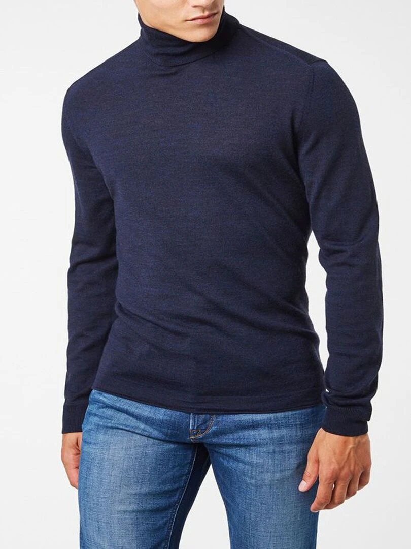 Pull col roulé Kebello Bleu marine