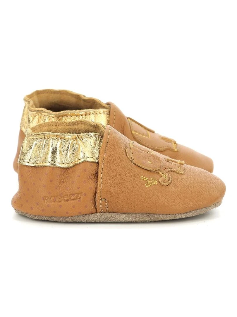 Chaussons Cuir Cute Elefant Marron