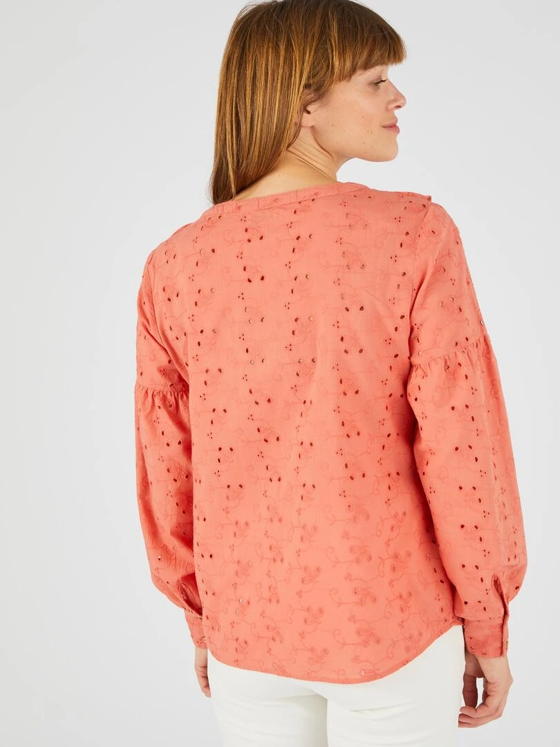 Chemisier à volants broderie anglaise   Damart   Orange