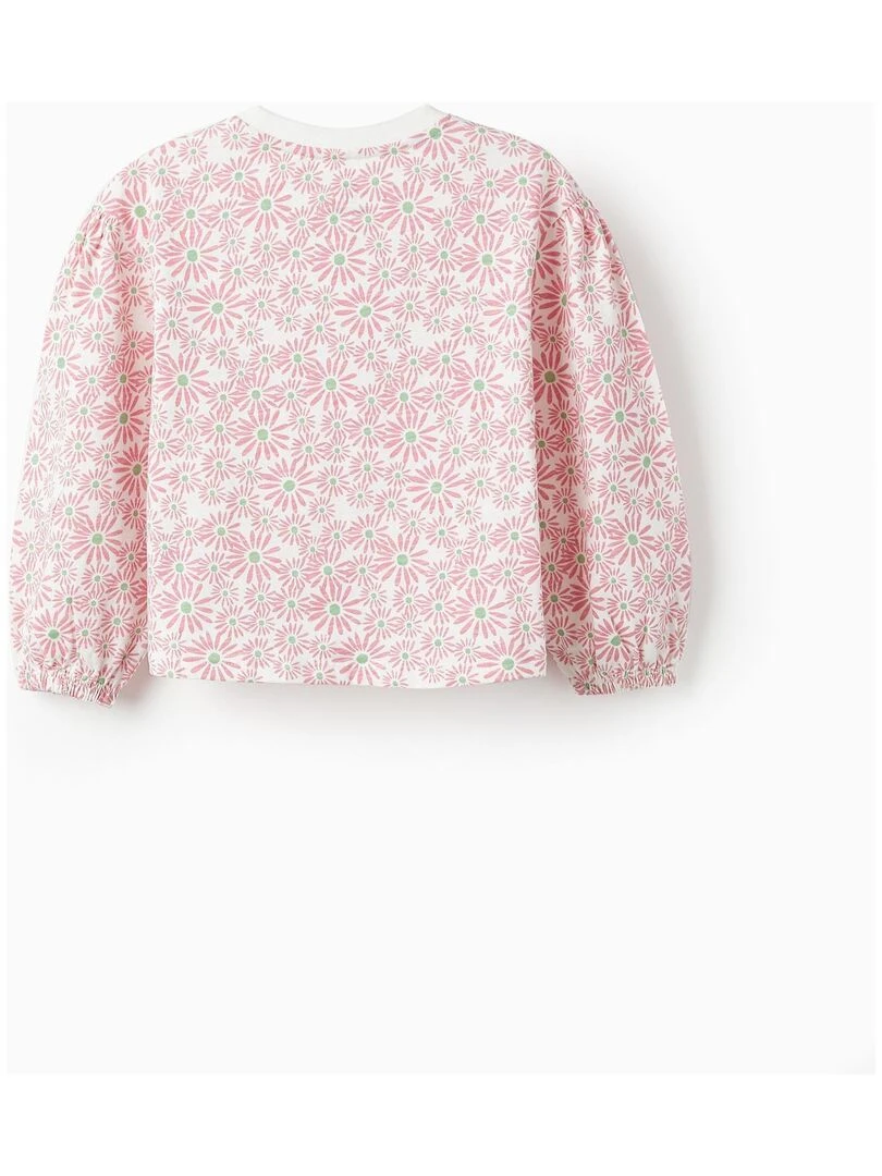 T shirt à manches longues avec nœud pour fille 'Floral' manches longues THE WAVE TRIBE Blanc