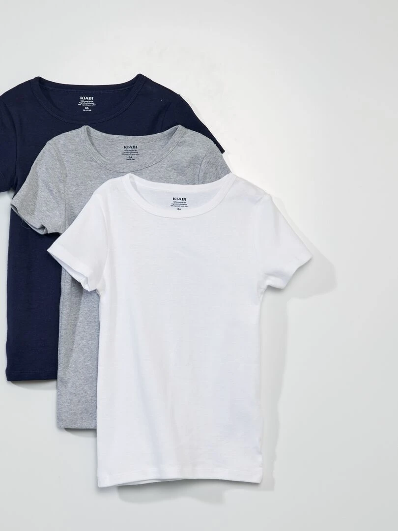 Lot de 3 maillots de corps manches courtes Bleu