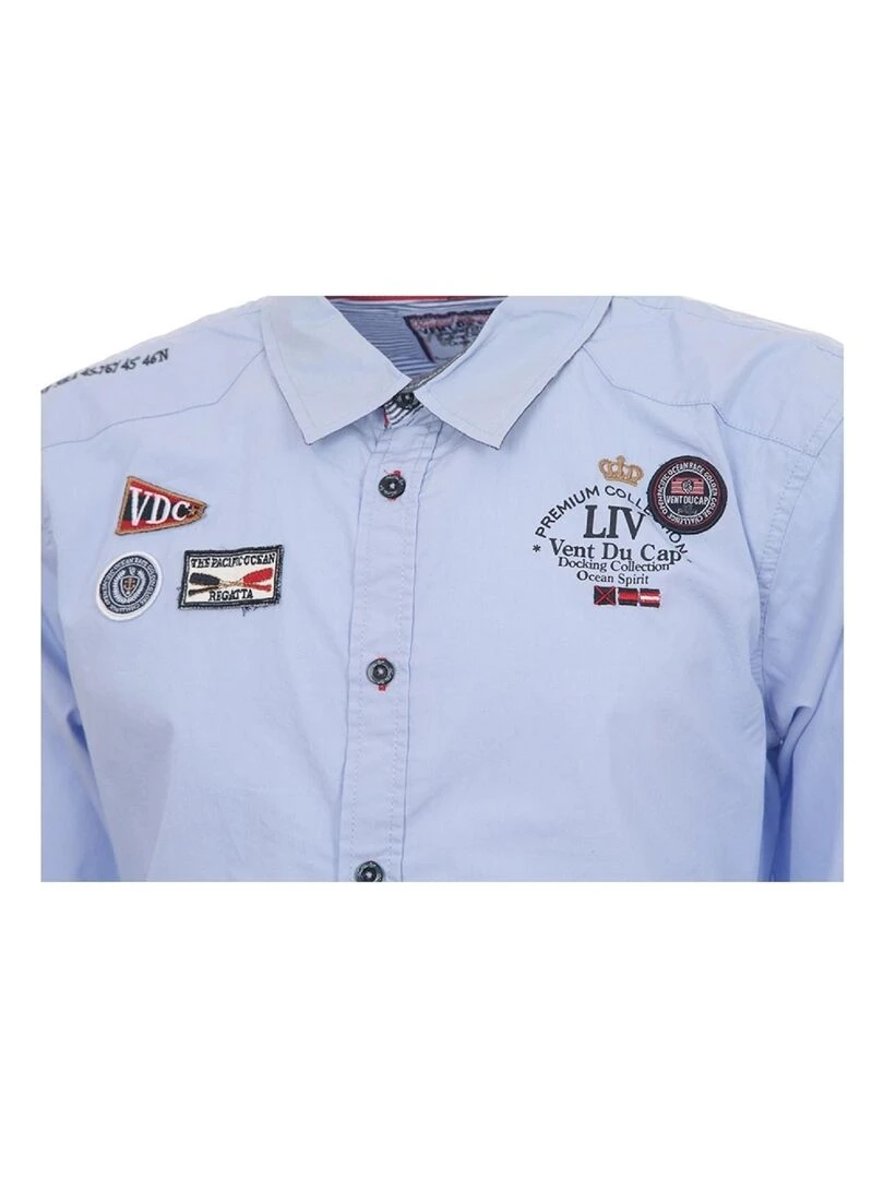 Chemise manches longues homme CLANVER   VENT DU CAP   Bleu clair