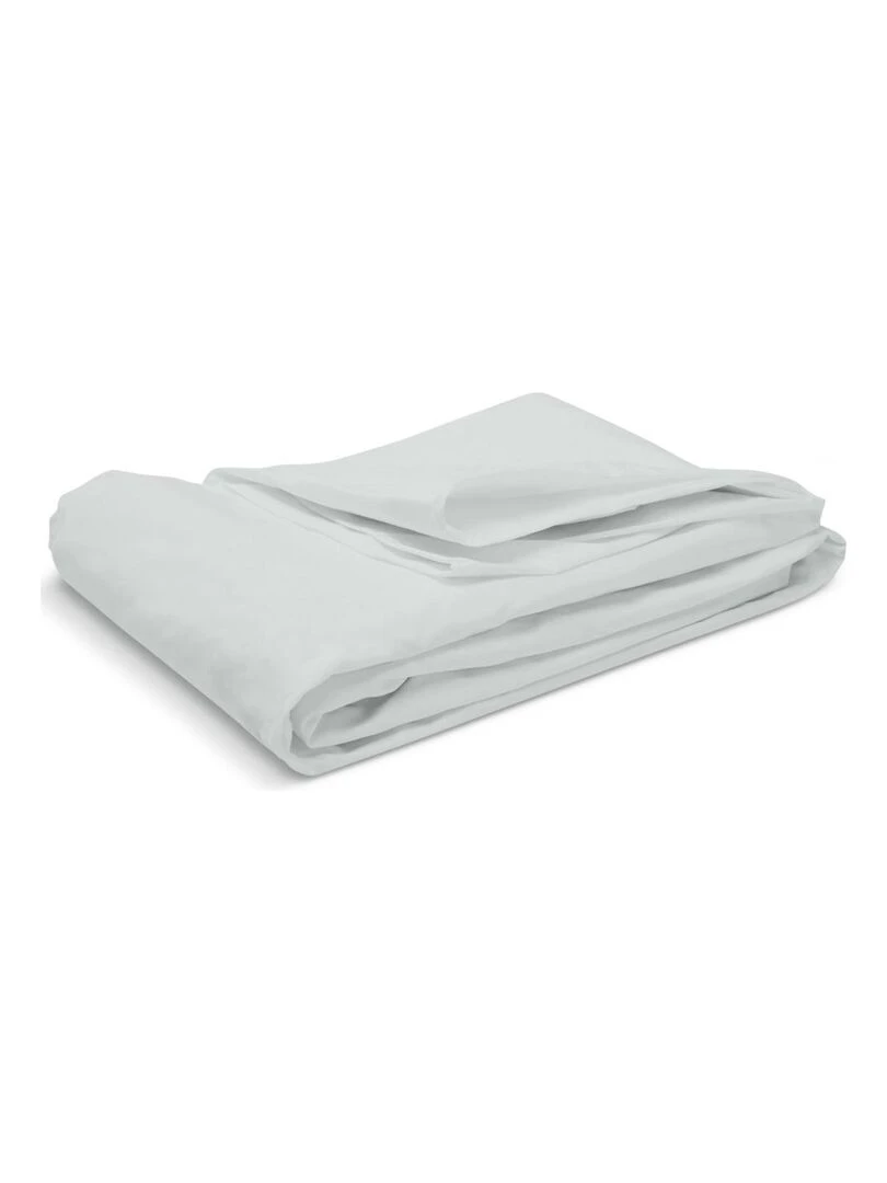 Bleu Câlin   Drap housse uni Percale de coton 80 fils/cm²   Gris clair