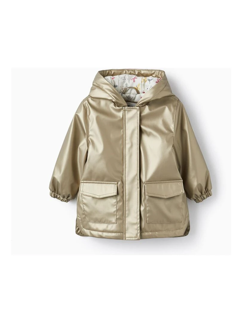 Parka en caoutchouc avec capuche pour bébé fille GREAT GOALS GREAT WORLD Or rose
