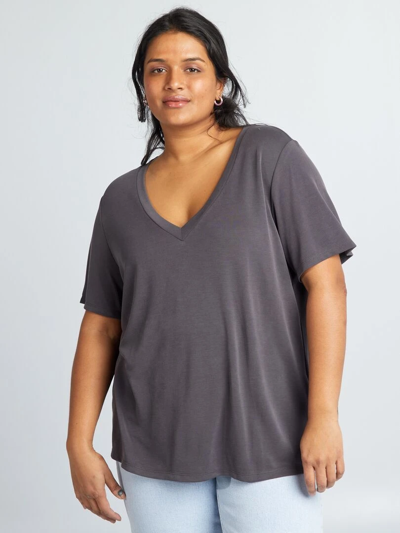 T shirt manches courtes stretch   Violet foncé