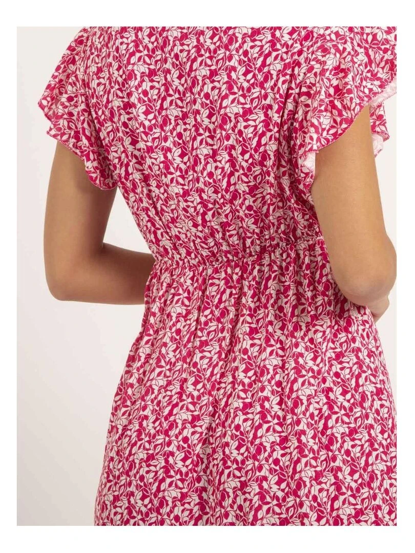 Robe courte portefeuille motifs INEZA   Rose