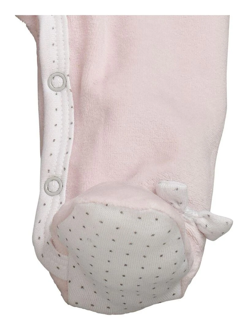 Pyjama bébé à manches longues en velours   SAUTHON   Rose