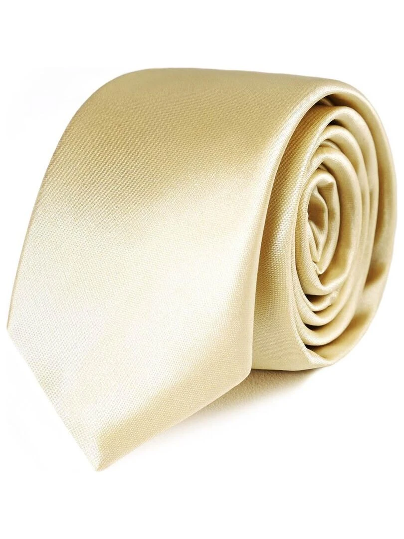 Cravate Slim Satin Unie Fabriqué en Europe Beige clair