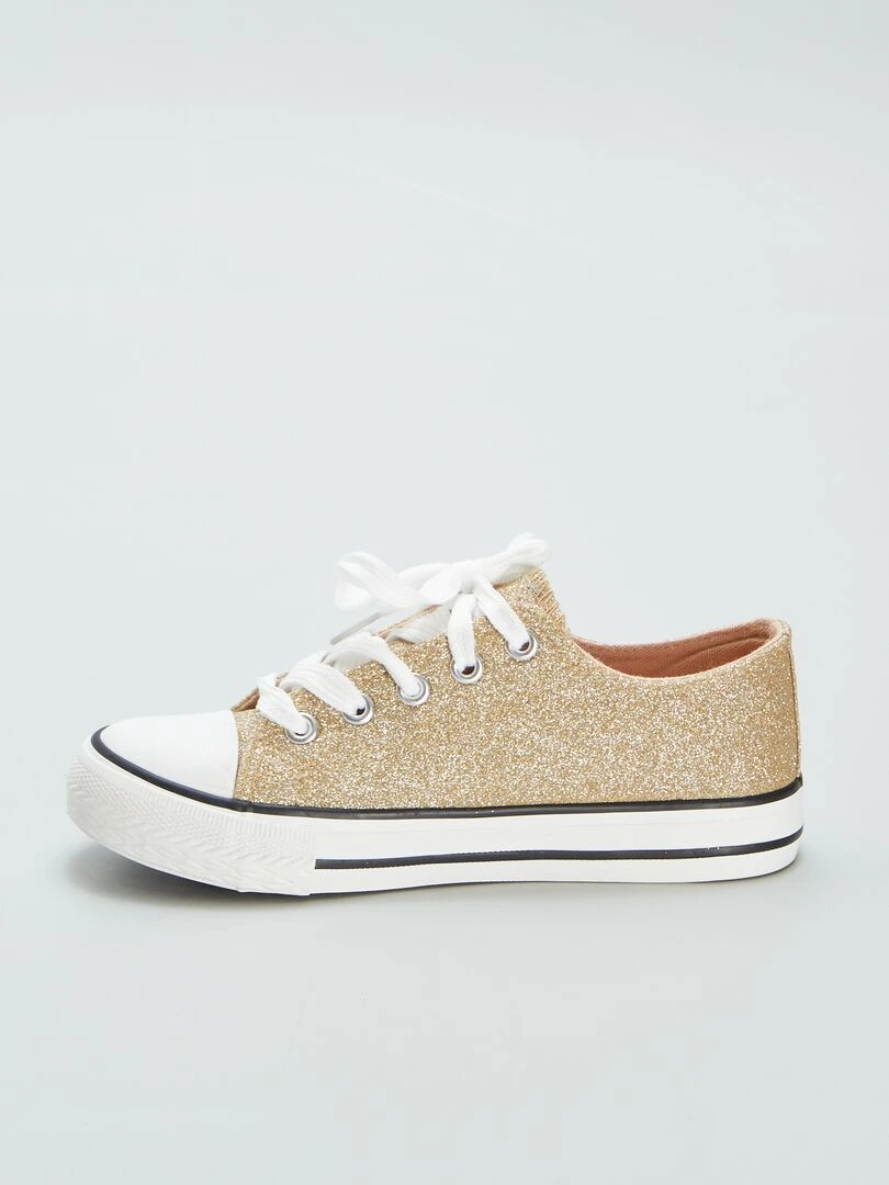 Baskets basses en toile pailletées   Doré