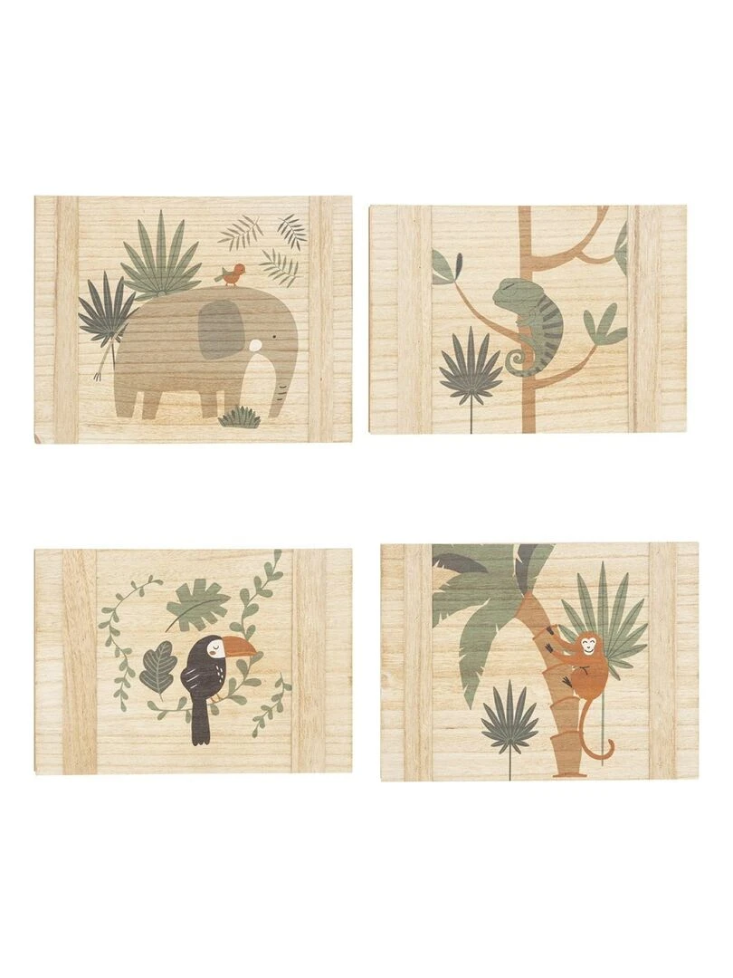 Lot de 3 cagettes bois Jungle   Beige