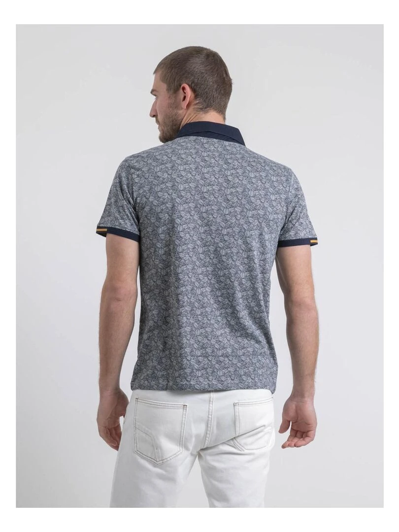 Polo manches courtes pur coton motifs PETILLON Bleu marine