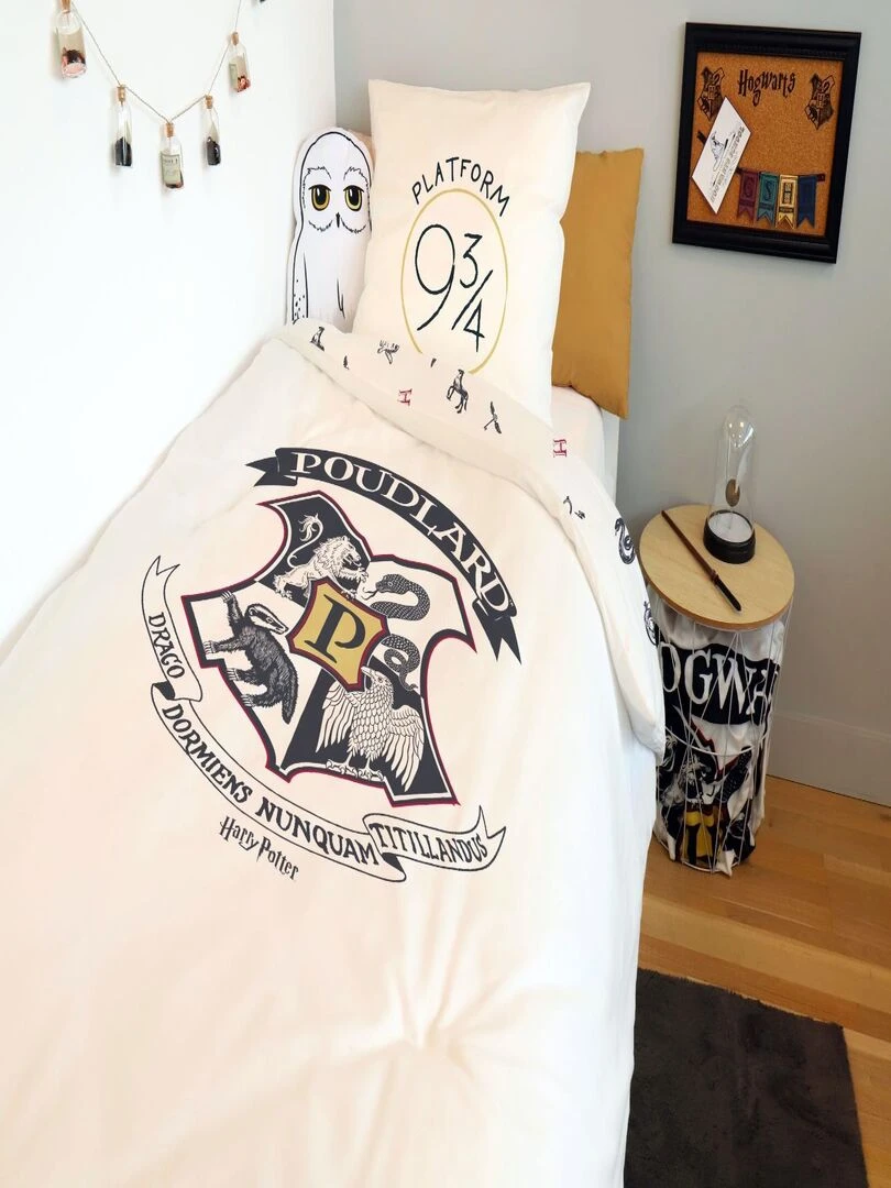 Housse de couette Harry Potter Poudlard 140x200 cm 100% Coton Blanc