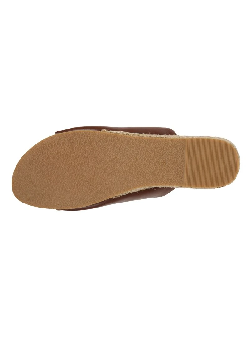Mules Femme talon bandeau Cognac   Marron