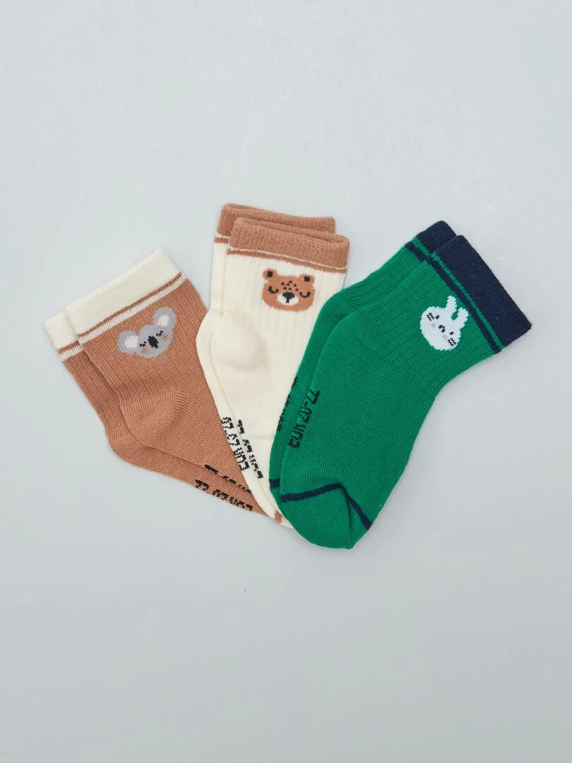 Lot de 2 paires chaussettes Marron/vert
