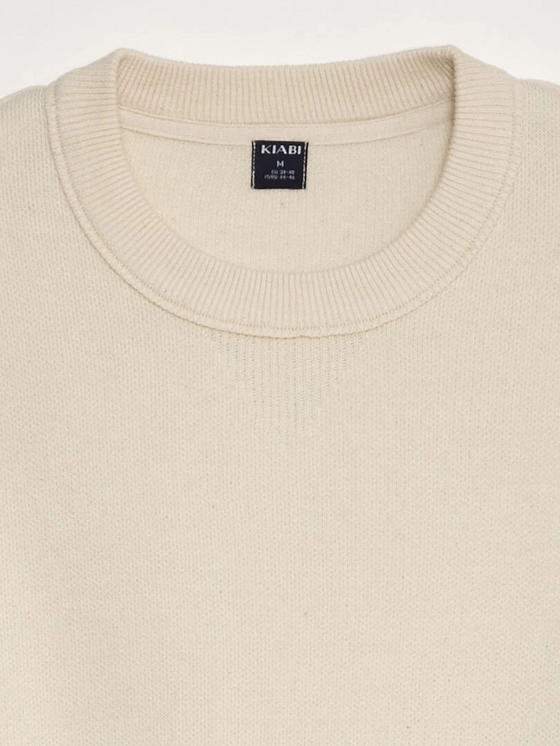 Pull en maille à col rond   Blanc