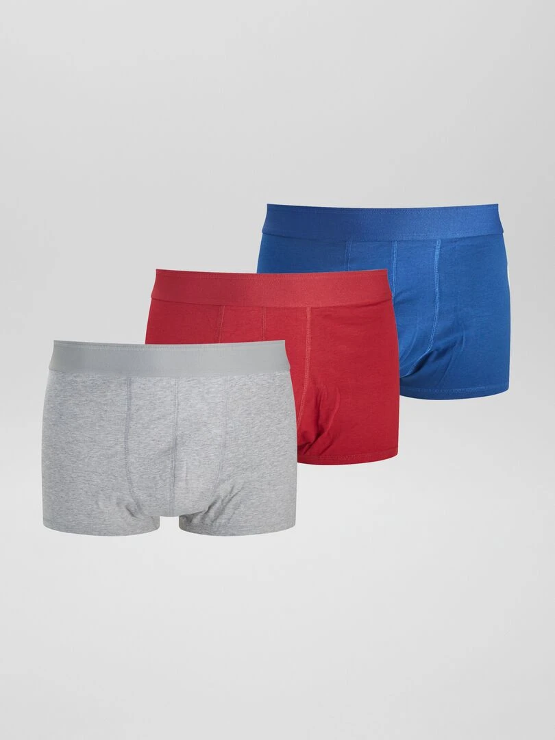 Lot de 3 boxers size+ Rouge/gris/bleu
