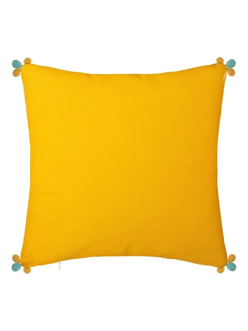 Housse de coussin Razzo 3 pompons 40x40 cm   Jaune