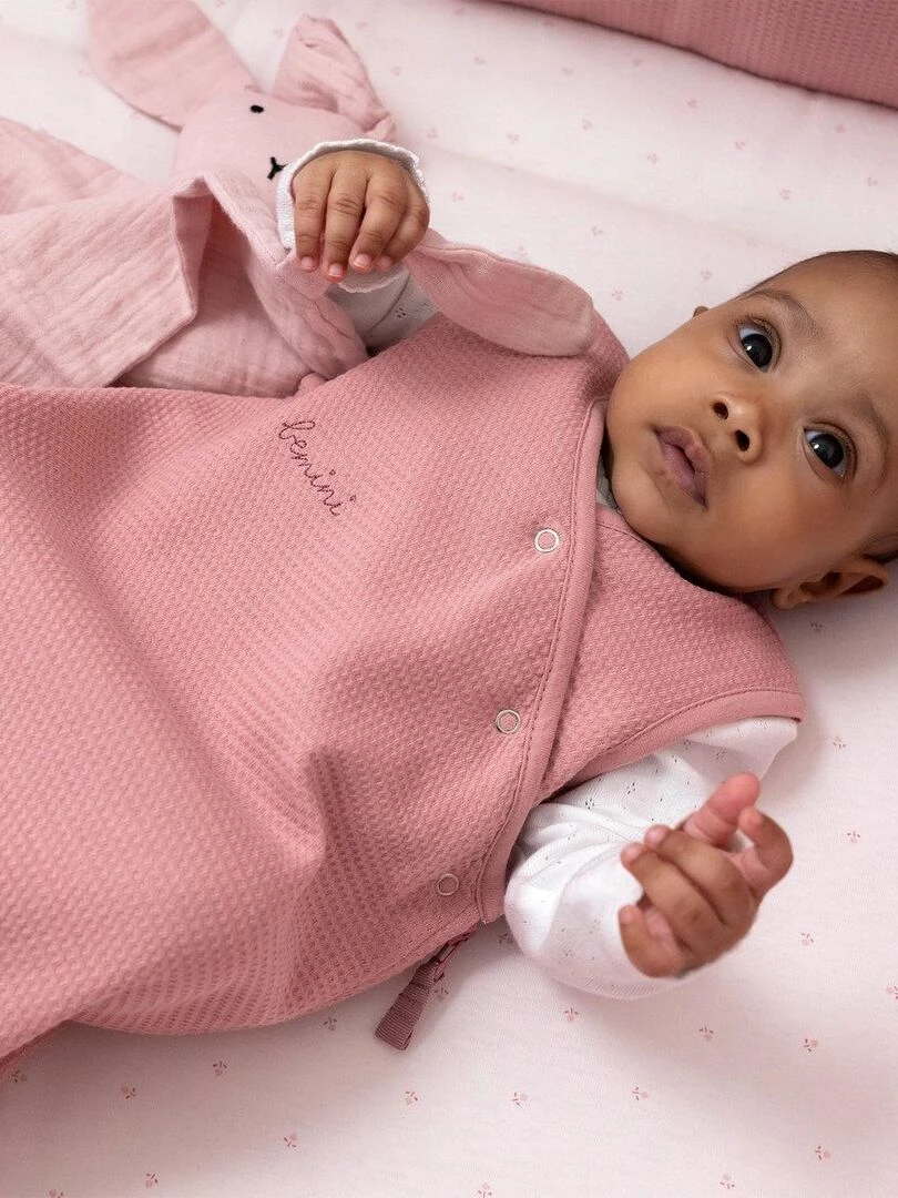 Bemini Gigoteuse  sans manches Waffle bio   Rose